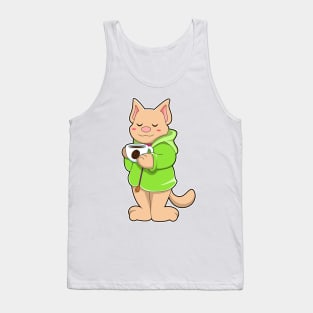 Cat with Cup of Coffee & Pajamas Tank Top